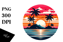 Tropical Island Sunset Tshirt Design PNG Product Image 1