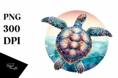Colorful Whimsical Sea Turtle Sticker Clipart Product Image 1