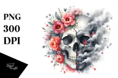 Skull Made of Flowers PNG Product Image 1
