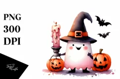 Simple Funny Halloween Ghost Clipart PNG Product Image 3