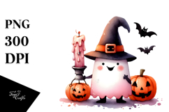 Simple Funny Halloween Ghost Clipart PNG Product Image 1