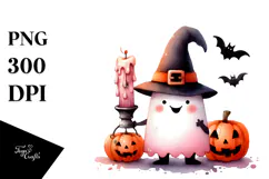 Simple Funny Halloween Ghost Clipart PNG Product Image 1