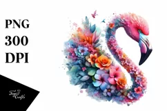 Artistic 3D Flamingo Half Flower | Clipart Product Image 1