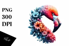 Artistic 3D Flamingo Half Flower | Clipart Product Image 1