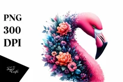 Artistic 3D Flamingo Half Flower | Clipart Product Image 1