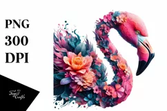Artistic 3D Flamingo Half Flower | Clipart Product Image 3