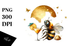 Bee with Beachwear and Cocktail PNG Product Image 1