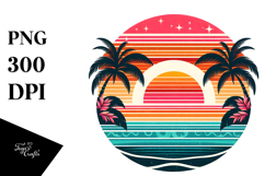 Retro Tropical Rainbow Sunset PNG Product Image 1
