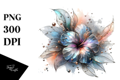 Shiny Hibiscus Watercolor Clipart Product Image 1