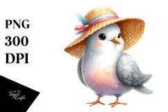 Funny Dove with Sun Hat | Sublimation | Clipart Product Image 1