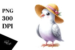 Funny Dove with Sun Hat | Sublimation | Clipart Product Image 1