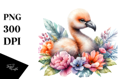 Funny Baby Flamingo Clipart | Sublimation Product Image 1