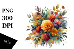 Colorful Abstract Bouquet Gold Foil Clipart Product Image 1