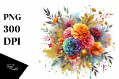 Colorful Abstract Bouquet Gold Foil Clipart Product Image 3