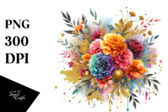 Colorful Abstract Bouquet Gold Foil Clipart Product Image 1