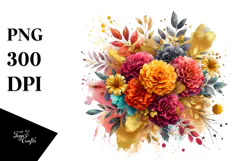 Colorful Abstract Bouquet Gold Foil Clipart Product Image 1
