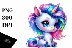 Cute Baby Unicorn Sitting PNG Product Image 3