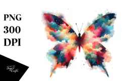 Colorful Butterfly Grungy Silhouettes PNG Product Image 1