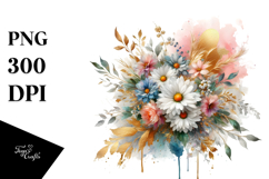 Colorful Abstract Bouquet Gold Foil Clipart Product Image 1