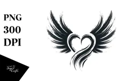 Heart with Wings Paintbrush Style PNG Product Image 1