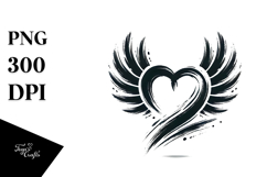 Heart with Wings Paintbrush Style PNG Product Image 1