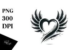 Heart with Wings Paintbrush Style PNG Product Image 1