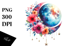 Vibrant Abstract Moon with Stars Clipart Product Image 1