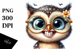 Funny Baby Owl with es, Transparent PNG Product Image 1