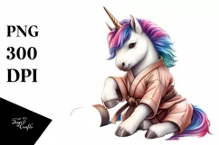 Colorful Baby Unicorn with Dojo Background PNG Product Image 1