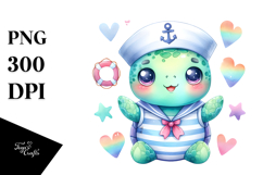 Cute Turtle Sailor Suit Clipart Product Image 1