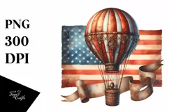 Vintage Rusted Hot Air Balloon with USA Flag Product Image 3