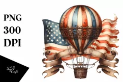 Vintage Rusted Hot Air Balloon with USA Flag Product Image 1