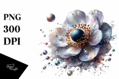 Shiny Anemone Made of Material | Sublimation Clipart Product Image 1