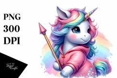 Colorful Baby Unicorn with Pole PNG Product Image 3
