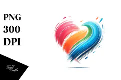 Colorful Paintbrush Heart PNG Product Image 1