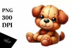 cute Plush Dog Watercolor Flower Clipart Product Image 3