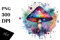 Colorful Magical Mushroom Watercolor PNG Product Image 1