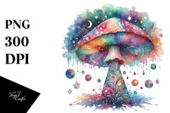 Colorful Watercolor Magical Mushrooms | Clipart Product Image 1