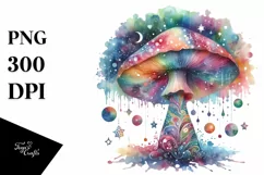Colorful Watercolor Magical Mushrooms | Clipart Product Image 1