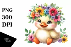 Cartoon Duck with Flower Crown PNG Product Image 3