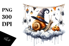 Halloween Snail Sitting on Cloud PNG Product Image 1