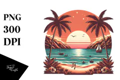 Vintage Tropical Beach Sunset, 20 oz Tumbler Product Image 1