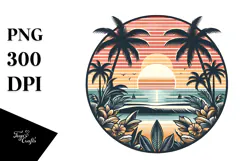 Vintage Tropical Beach Sunset, 20 oz Tumbler Product Image 1