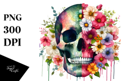Colorful Skull made of Spring Flowers, High-Quality PNG Product Image 1