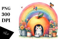 Colorful Cat House with Large Fruit | Clipart Product Image 3