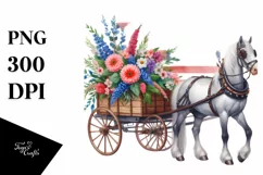 Colorful Flower Horse Wagon Sticker Clipart Product Image 1