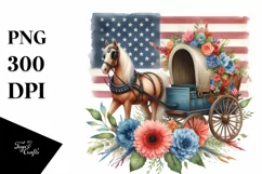 Colorful Flower Horse Wagon Sticker Clipart Product Image 3