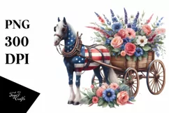 Colorful Flower Horse Wagon Sticker Clipart Product Image 1