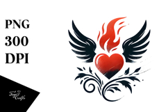 Wings Fire Heart PNG Product Image 1