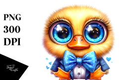 Cute Baby Duck with Bowtie PNG Product Image 1